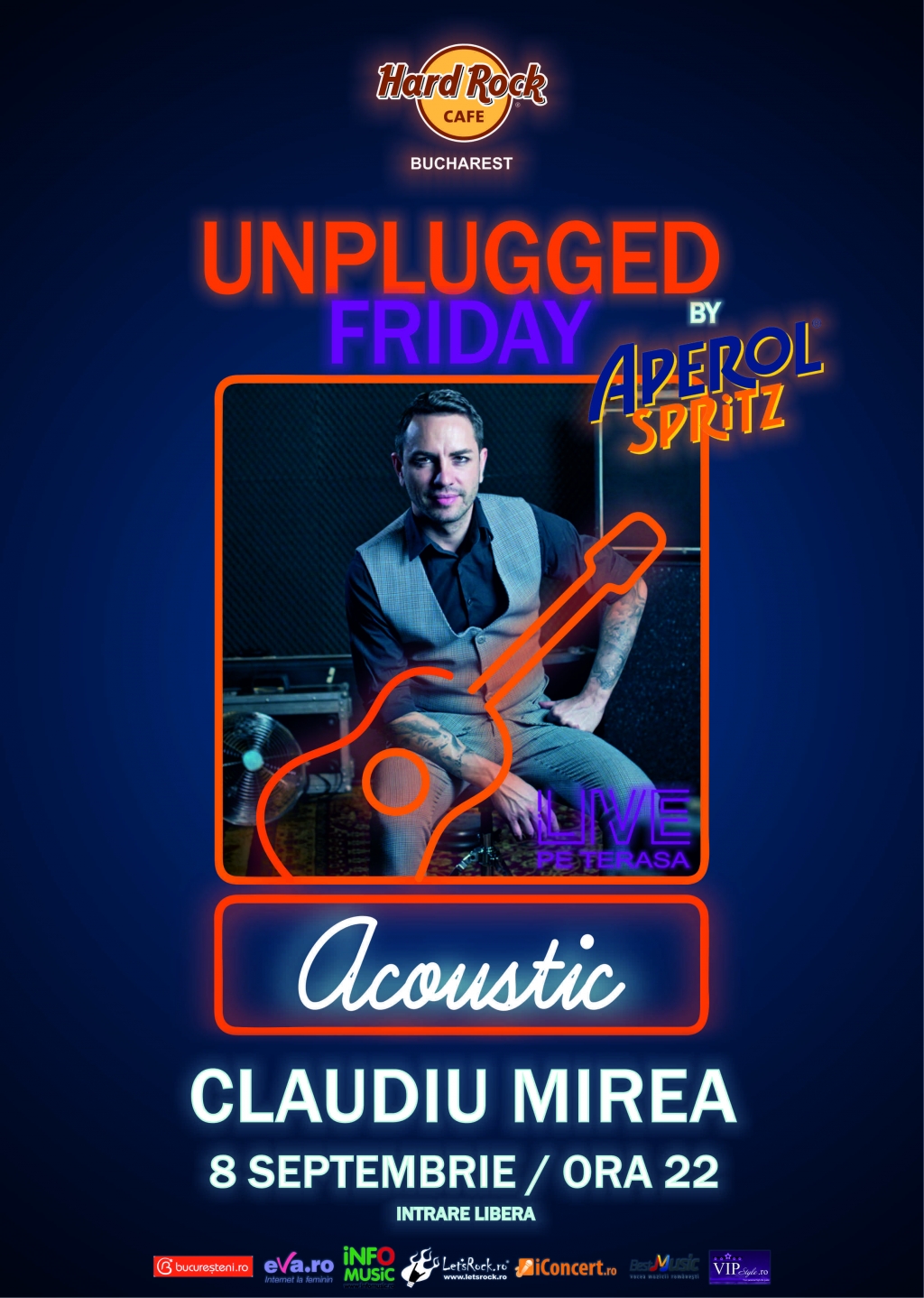 Unplugged Friday cu Claudiu Mirea pe 8 septembrie la Hard Rock Cafe