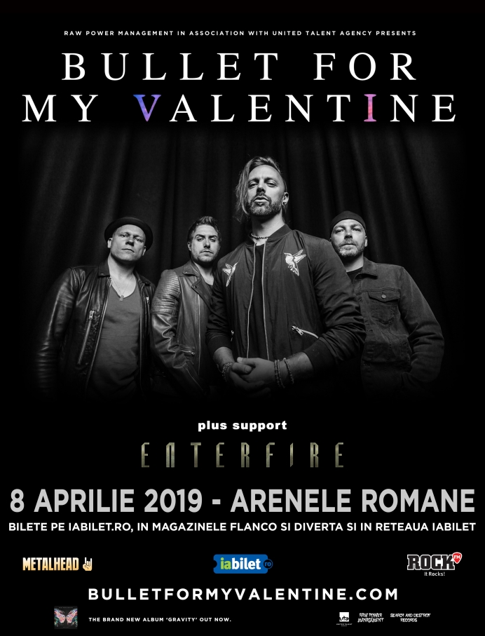 Trupa Enterfire va deschide concertul Bullet for My Valentine de la Arenele Romane