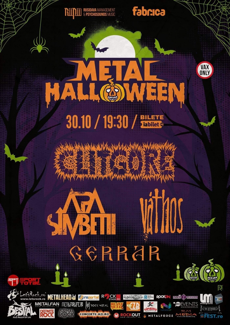 Metal Halloween aduce trupele Clitgore, Apa Simbetii, Váthos si Gerrar pe scena din club Fabrica