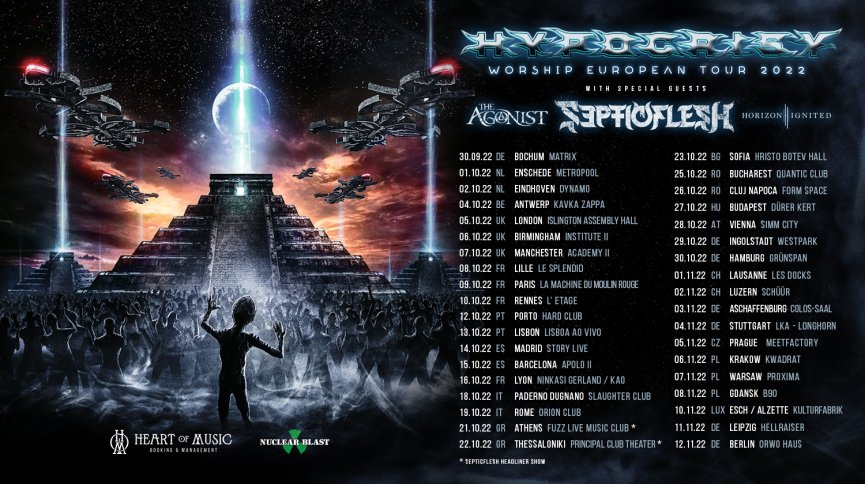 Concert Hypocrisy, Septicflesh, The Agonist și Horizon Ignited in club Quantic si in Form Space din Cluj