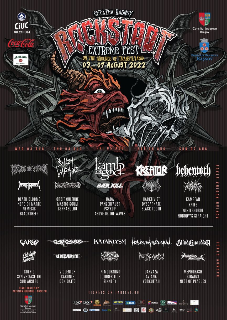 Rockstadt Extreme Fest 2022 - 3-7 august 2022 - programul pe zile si ore