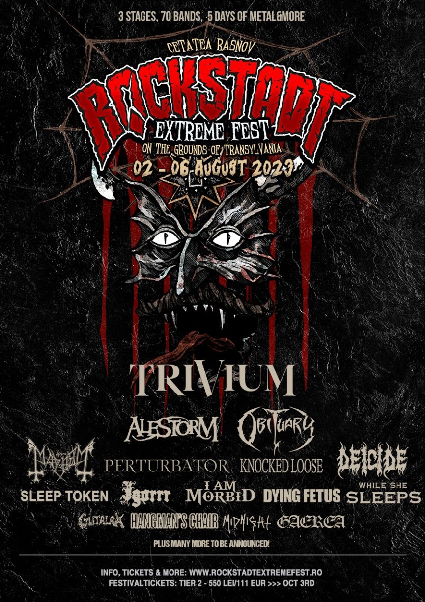 Trivium, Alestorm, I Am Morbid, Obituary si Gaerea confirmate la Rockstadt Extreme Fest 2023