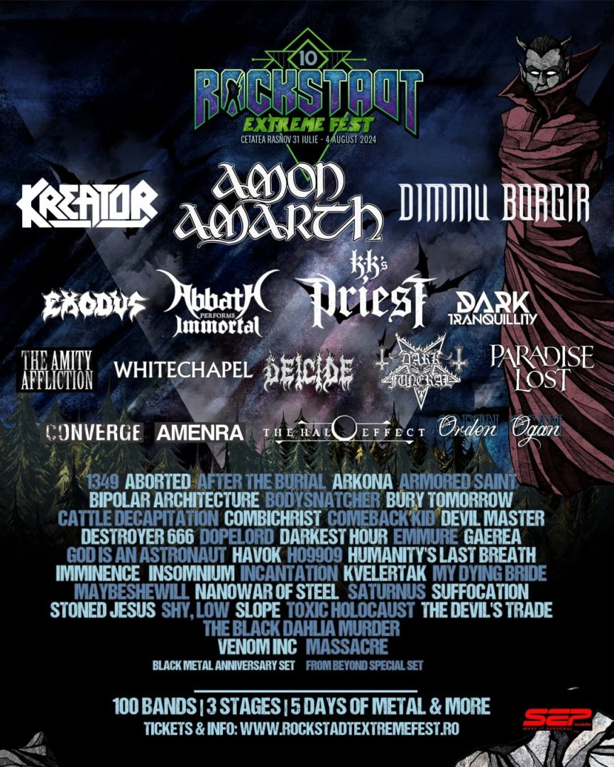 Rockstadt Extreme Fest 2024 anunta trupe noi: Kreator, Amon Amarth, Dimmu Borgir si multe altele