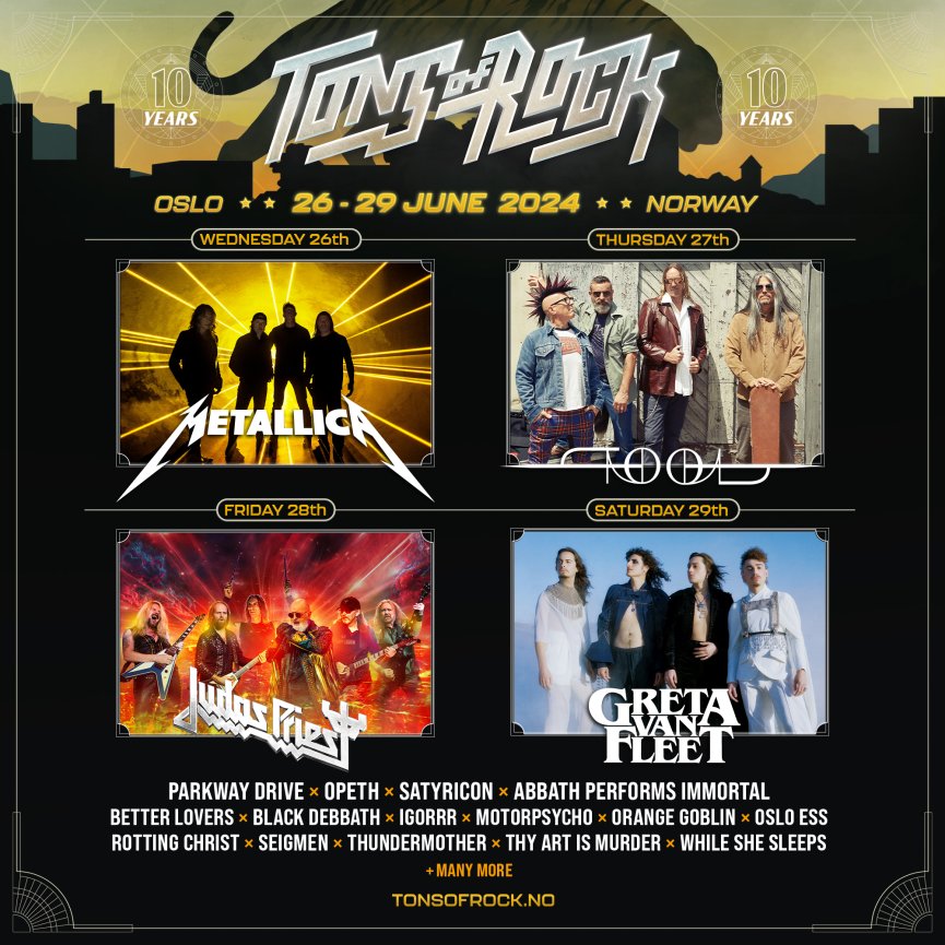 Tons Of Rock 2024 - Metallica, Judas Priest si alte trupe, programul pe zile