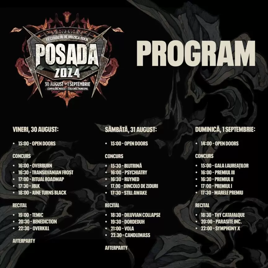 Posada Rock 2024 - programul complet pe zile