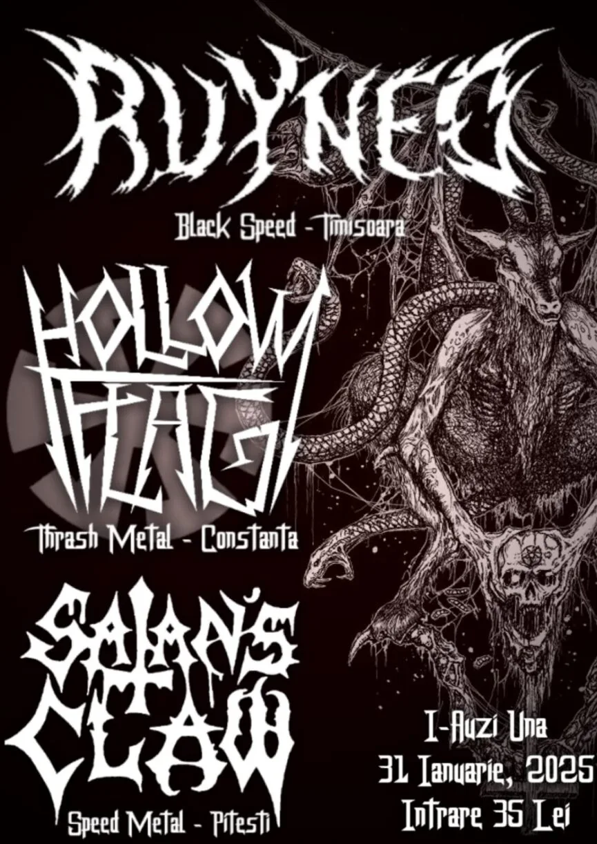 Ruyned concerteaza in Bucuresti alaturi de Hollow Flag si Satans Claw