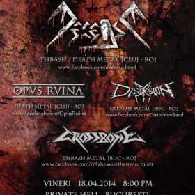 Concert Decease, Distorsion, Crossbone si Opus Ruina in Private Hell din Bucuresti